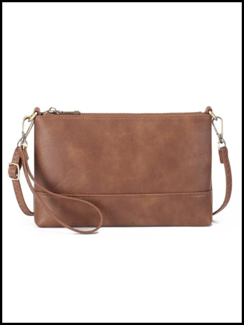 Vegan Leather Crossbody Wristlet Clutch with Detachable Straps